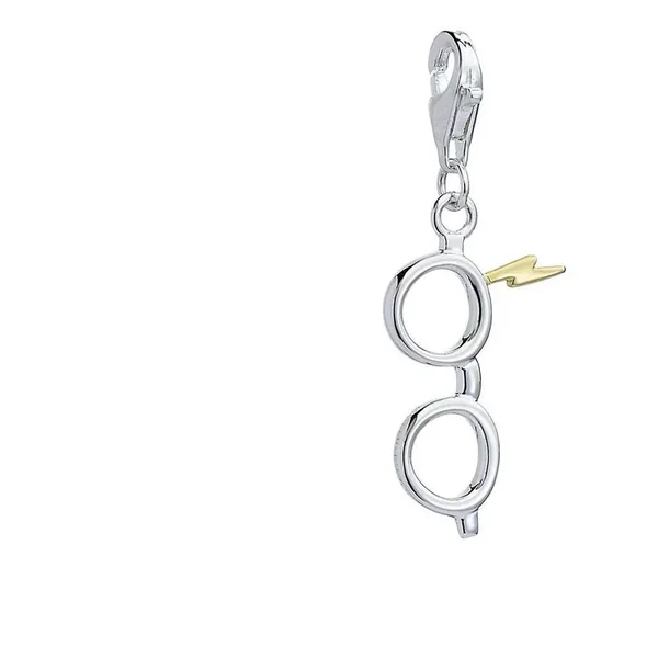 Harry Potter charm argent Clip-On Éclair avec des lunettes (argent sterling)