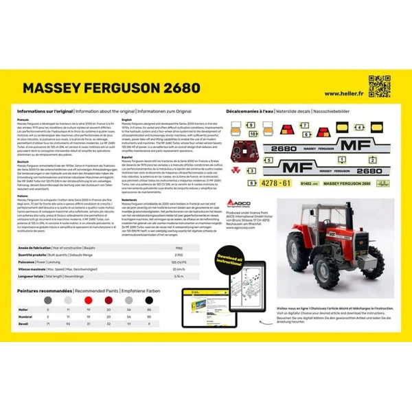 HELLER 57402 MAQUETTE STARTER KIT MASSEY FERGUSON 2680 1/24