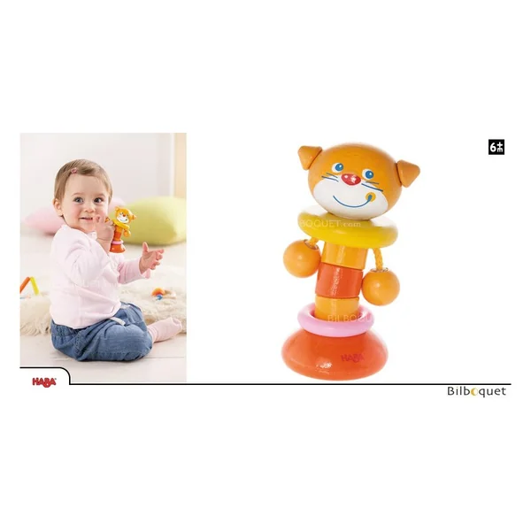 Hochet en bois Chat sonore