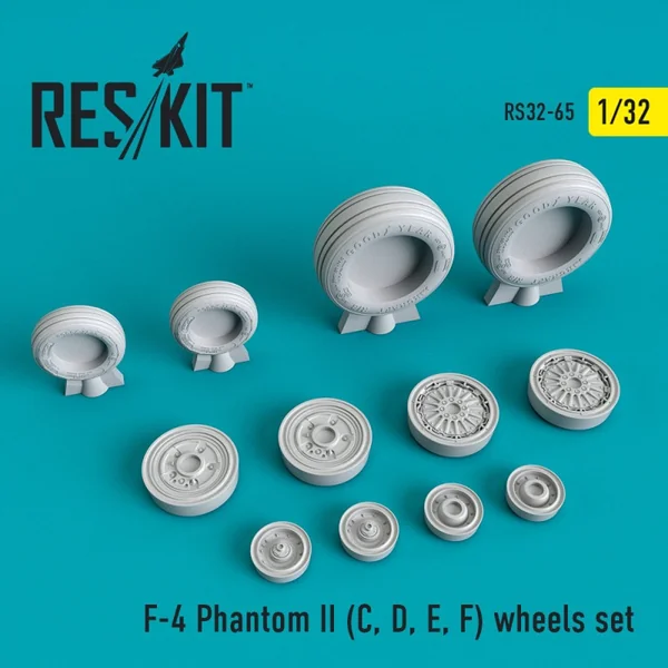Jeu de roues McDonnell F-4 Phantom II (F-4C, F-4D, F-4E, F-4F) (conçu pour être utilisé avec les kits Tamiya)