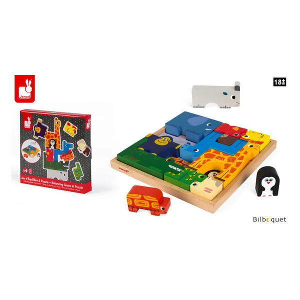 Jeu d’Equilibre et Puzzle Animaux - Jouets d'éveil - Janod