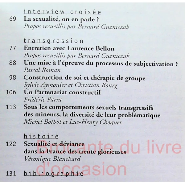 Jeunes et sexualité, infractions et éducation