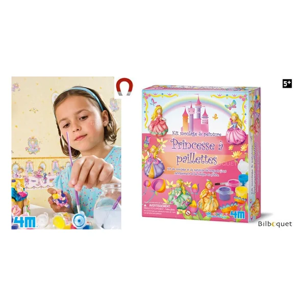 Kit moulage et peinture à paillettes - Princesse