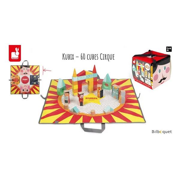 Kubix, 60 cubes Cirque avec tapis de jeu