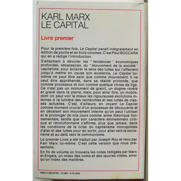 Le Capital - Livre premier