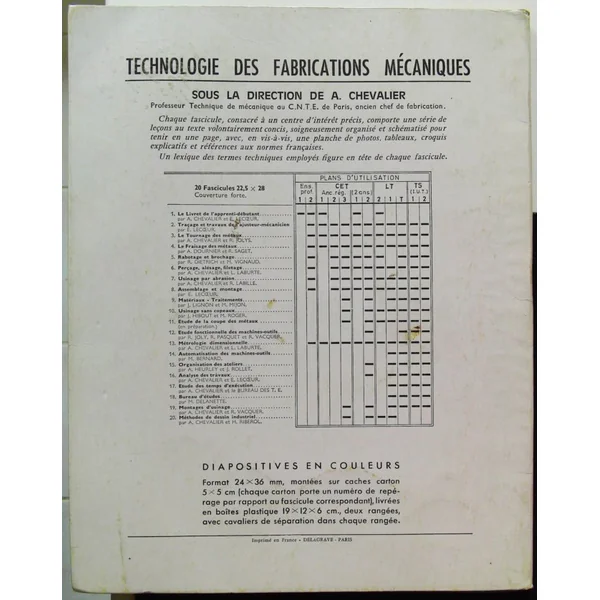 Le fraisage des métaux Fascicule 4