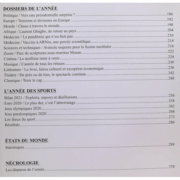 Le livre de l'année 2021-
