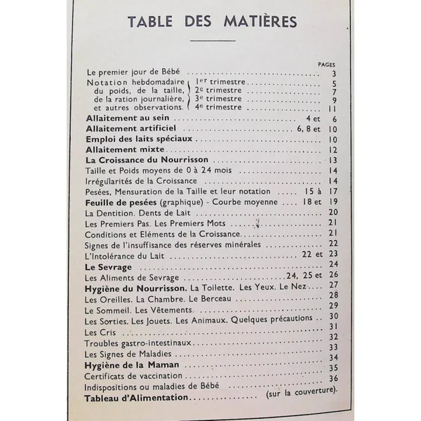 le livret de bébé