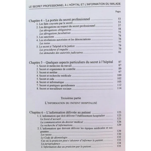Le secret professionnel à l'hopital et l'information du malade