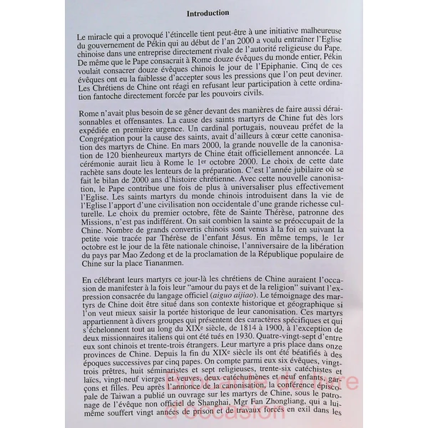 Les 120 martyrs de Chine canonisés le 1er octobre 2000-
