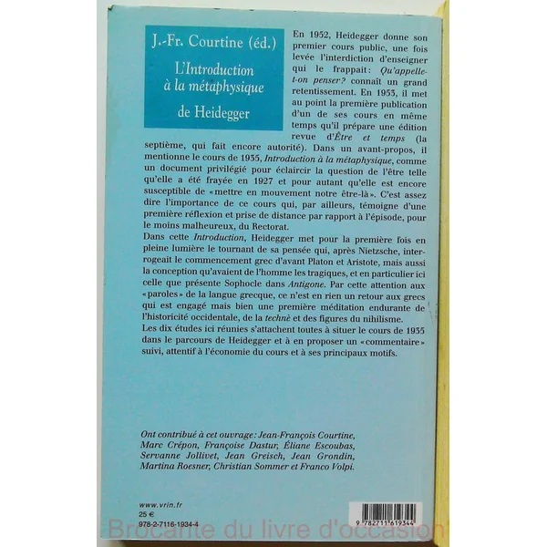L'Introduction à la métaphysique de Heidegger