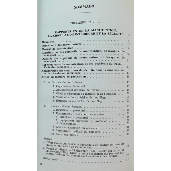Manutention et circulation intérieure