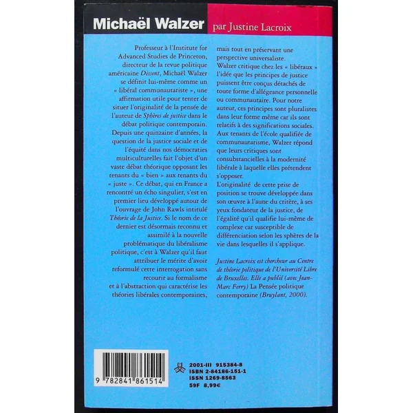 Michaël Walzer Le pluralisme et l'universel