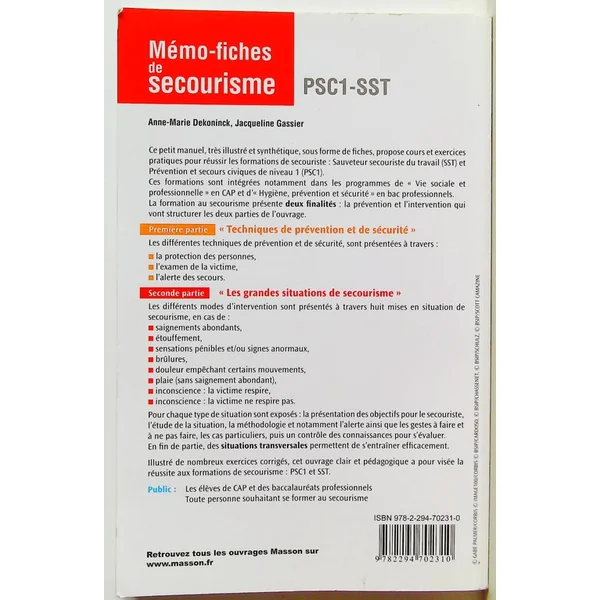 Mémo-fiches de secourisme PSC1-SST