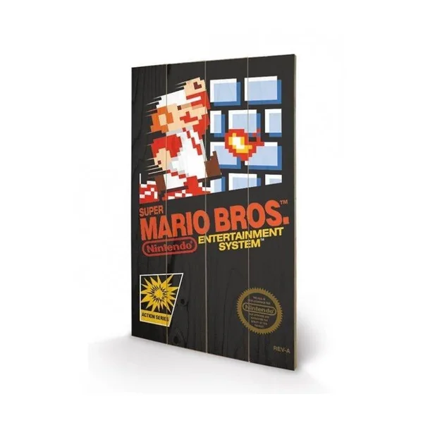 NINTENDO - Super Mario Bros NES Cover - Impression sur bois 40x59cm