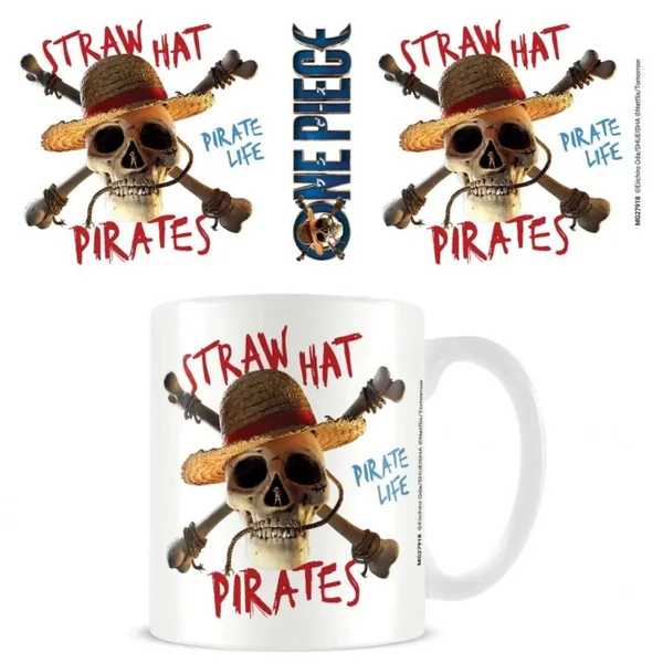 One Piece Live Action Netflix Straw Hat Pirate Emblem White Mug 315ml