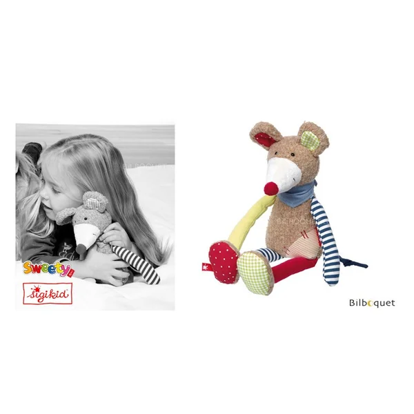 Peluche Souris 37cm - Patchwork-Sweety