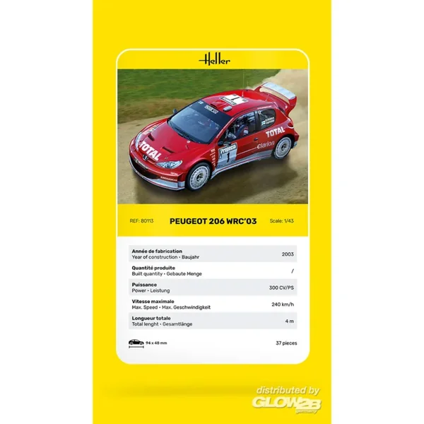 peugeot 206 wrc 2003 1/43 (Version 2023)