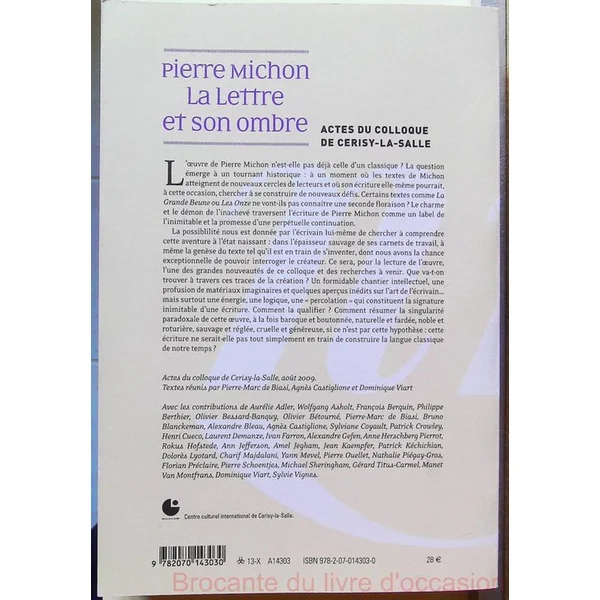 Pierre Michon La Lettre et son ombre