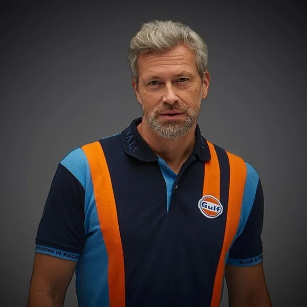 Polo Gulf Racing Stripes Bleu marine - homme