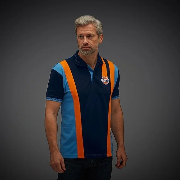 Polo Gulf Racing Stripes Bleu marine - homme