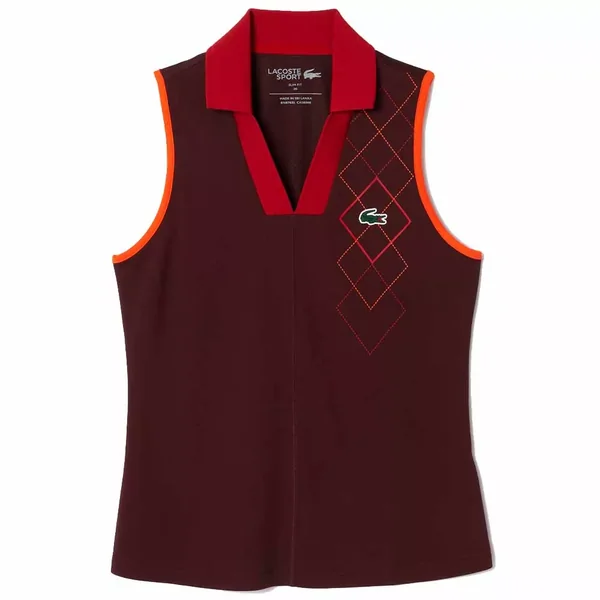 Polo Lacoste Femme Sans Manche Bordeaux