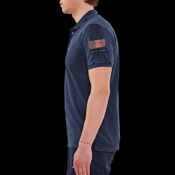 Polo Steve McQueen US Star & Stripes Bleu marine - homme
