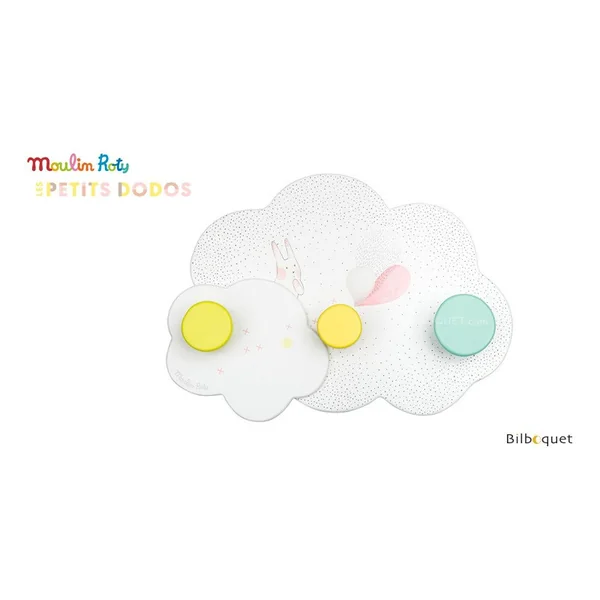 Porte-manteau nuage 3 accroches - Petits dodos - Moulin Roty