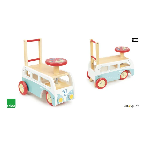 Porteur/chariot de marche mini bus 2en1