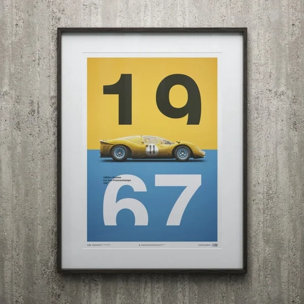 Poster Ferrari 412P Jaune Spa-Francorchamps 1967 Edition Limitée