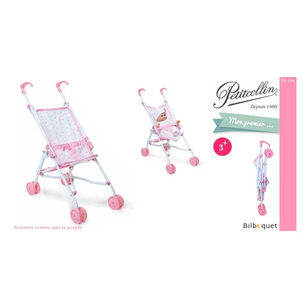 Poussette pliante Petite fleur pour poupée jusqu'à 52cm