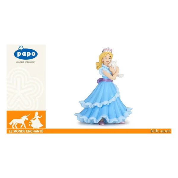 Princesse bleue au chat - Figurine le monde enchanté