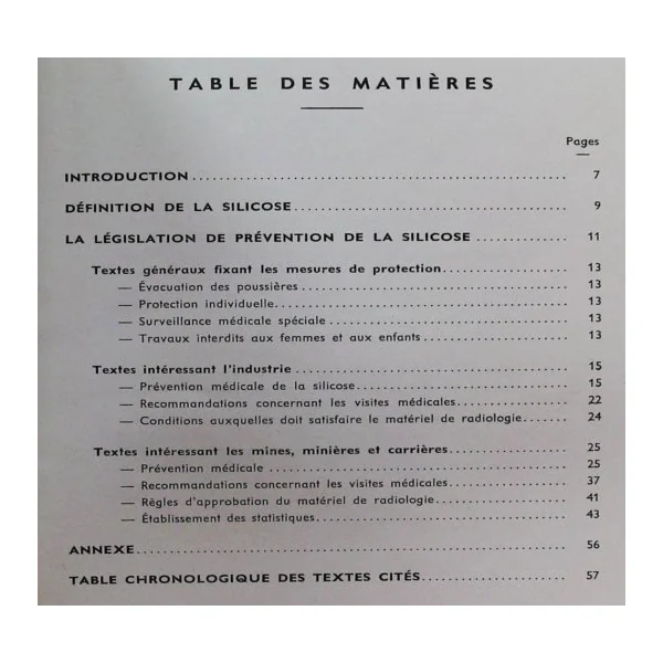 Prévention de la silicose-recueil des textes réglementaires