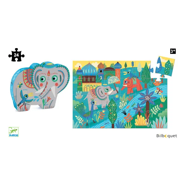 Puzzle Silhouette Haathee, éléphant d'Asie 24 pièces