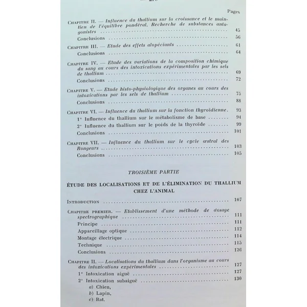 Recherches sur la toxicologie du Thallium