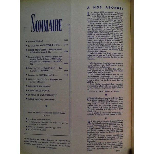 Revue Technique Automobile Panhard Types 4 HL