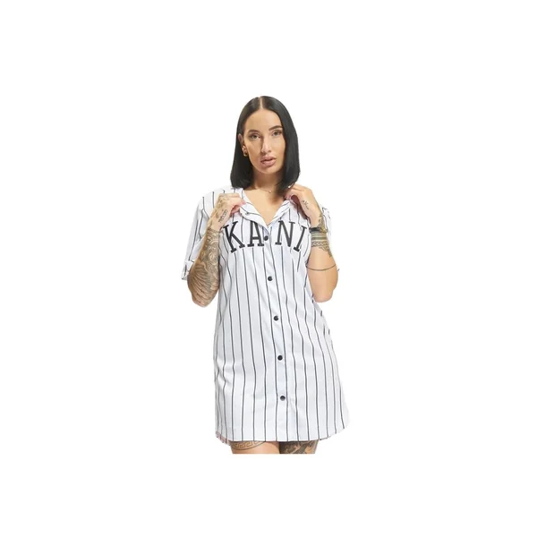 Robe Karl Kani College Pinstripe Baseball blanc