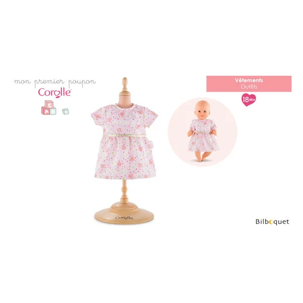 Robe rose pour poupon 30cm
