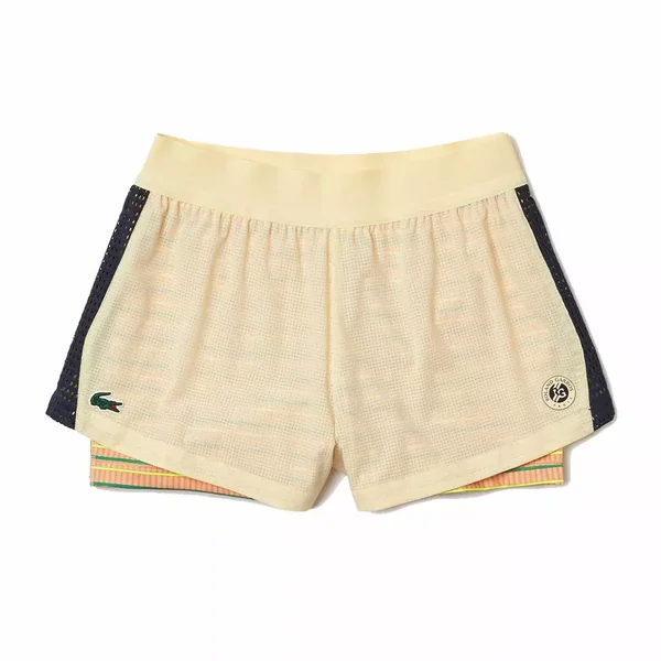 Short Lacoste Performance Roland Garros Femme Jaune