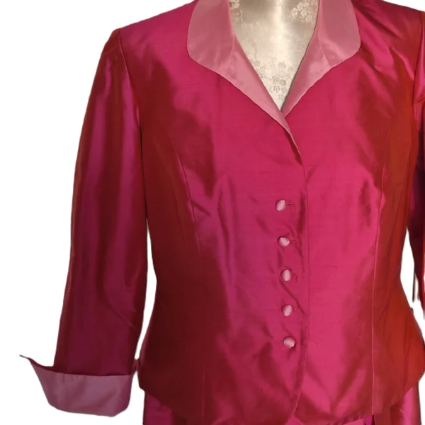 Superbe ensemble fushia en soie de chez Clairmodel (ku2)