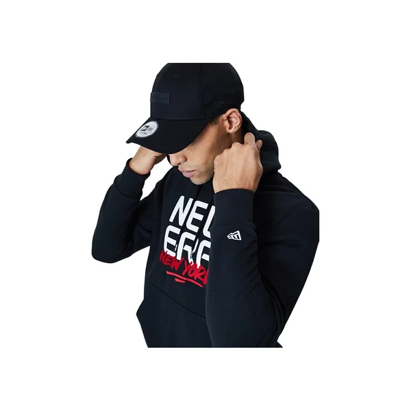 Sweat à capuche noir à graphique New York