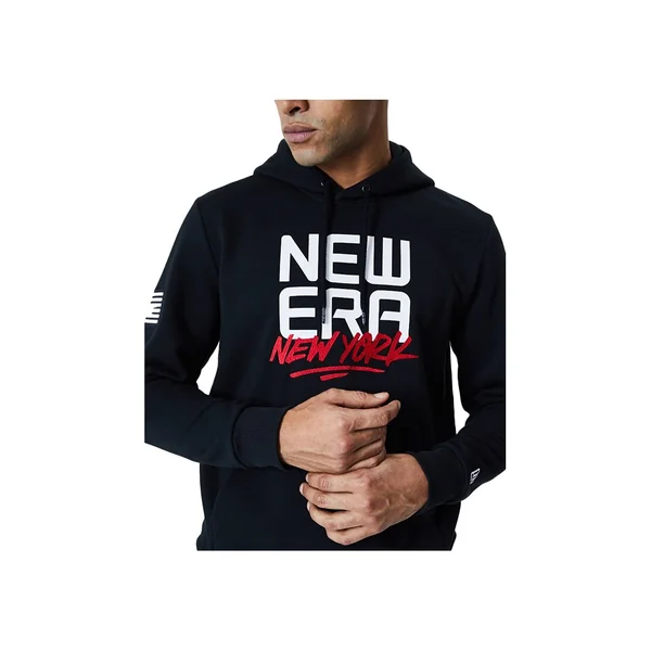 Sweat à capuche noir à graphique New York