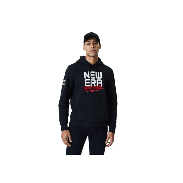 Sweat à capuche noir à graphique New York
