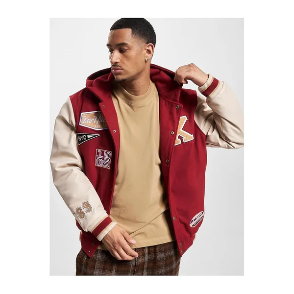 Teddy Karl kani Retro Patch Hooded Block rouge