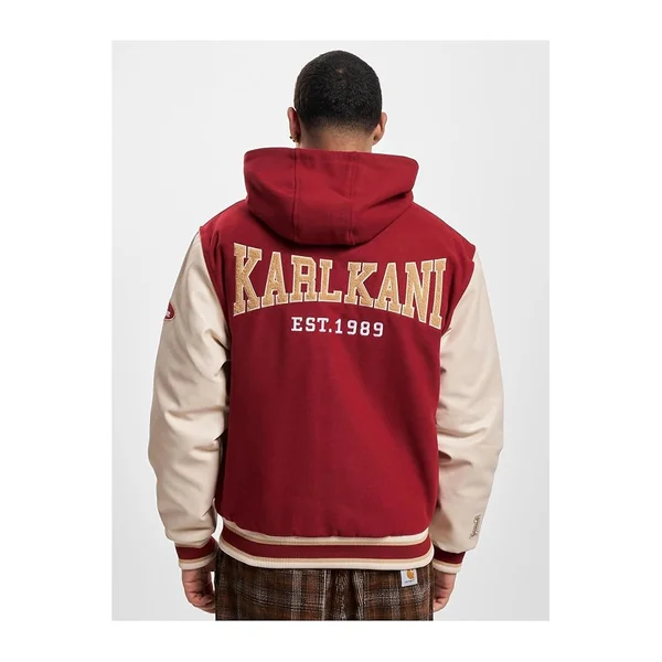 Teddy Karl kani Retro Patch Hooded Block rouge