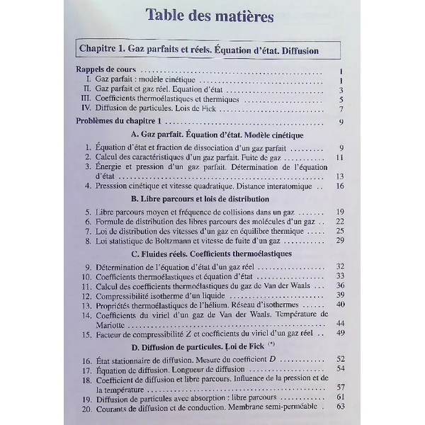 Thermodynamique - Problèmes résolus, 1re année