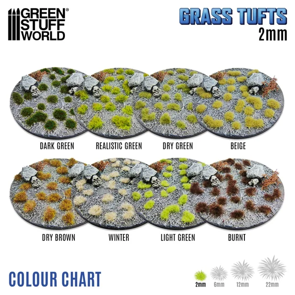 Touffes d'herbe - Tuft 2 mm - Vert Sec
