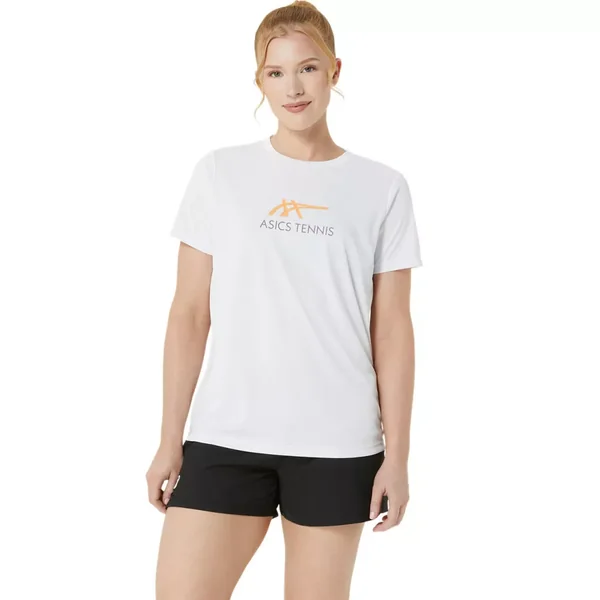 T-Shirt Asics Court Graphic Femme Blanc / Orange