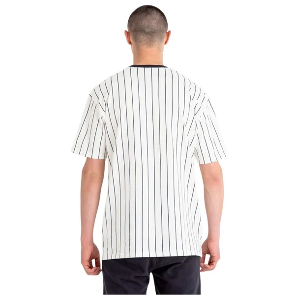 T-shirt Baseball New era à rayures fines Blanc