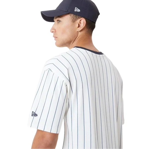 T-shirt Baseball New era à rayures fines Blanc